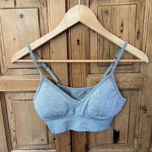 Senita Athletics XS Gray Racerback Sports Bra Padded Mesh‎ Back Convertable